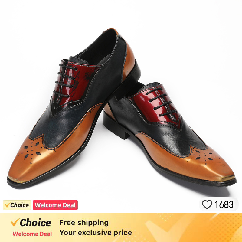 Leather Shoe Polish - Luksusowe męskie buty OXFORD czarne MIX