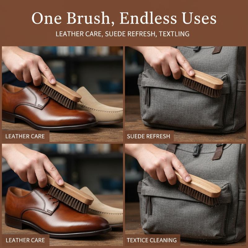 Leather Shoe Polish - 1 szt. Drewniana szczotka do butów