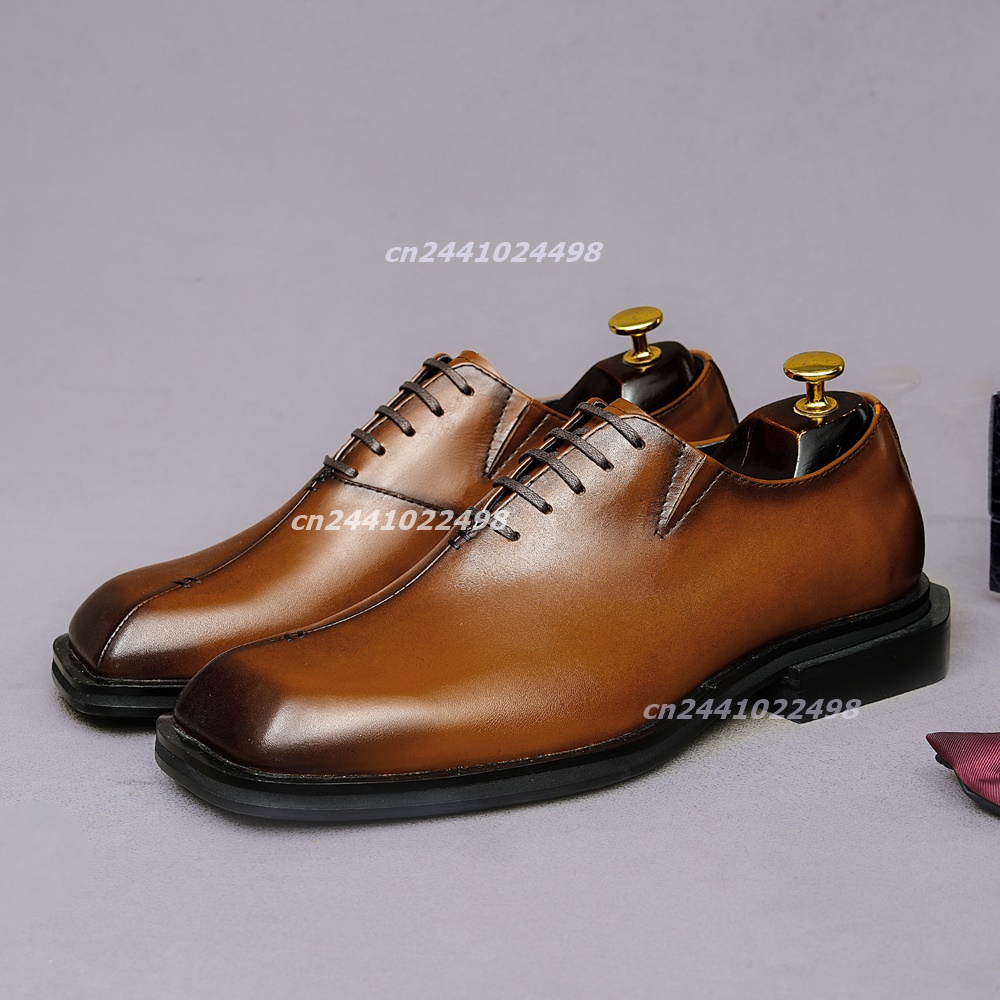 Leather Shoe Polish - Ręcznie robione, brązowe skórzane buty typu